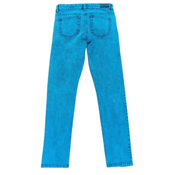 Lip Service Juniors Jeans Denim Skinny Jeans Turquoise Blue Acid Wash Punk Sz 11 - Picture 2 of 6